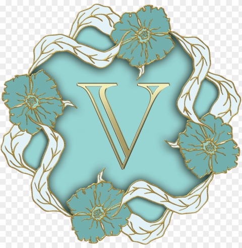 flower theme capital letter v PNG file with alpha