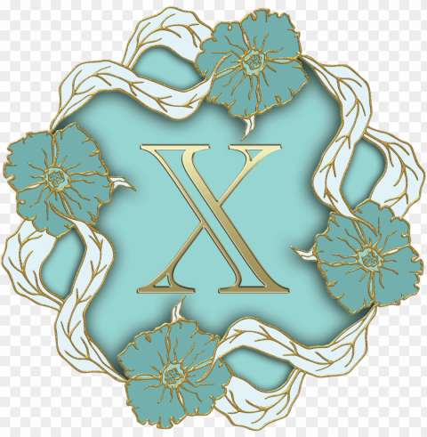 flower theme capital letter x PNG file without watermark