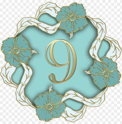 flower theme number 9 PNG file without watermark