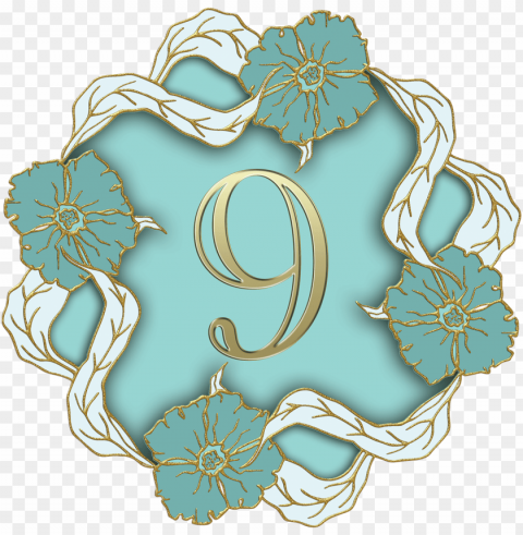 Flower Theme Number 9 PNG File Without Watermark