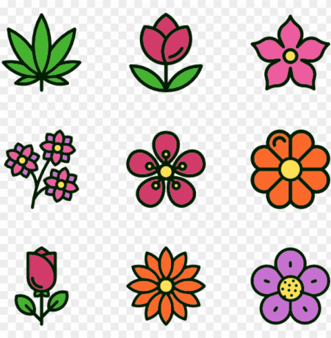 flowers 30 icons - icon flowers Isolated Artwork on Transparent Background PNG