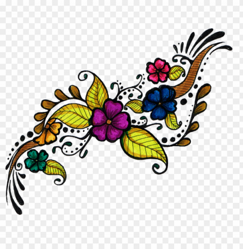 flowers colorful tattoo PNG images with alpha transparency layer