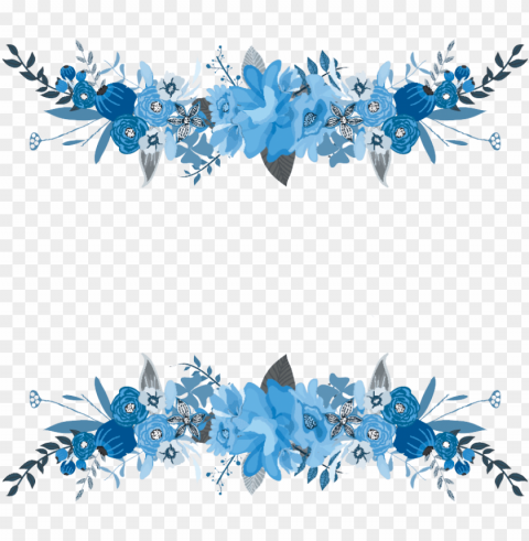 flowers floral bouquet flower border frame blue - flower frame blue PNG graphics with clear alpha channel selection