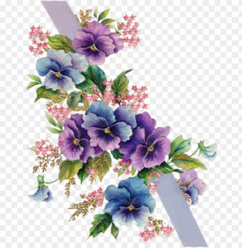 flowers - vintage - happy mothers day pansies Transparent Background Isolated PNG Design Element