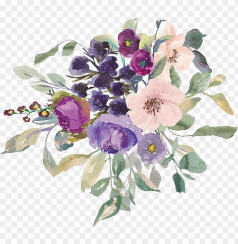 flowers watercolor flowers flowerlover flores springflo - purple watercolor flowers PNG Graphic Isolated on Clear Background