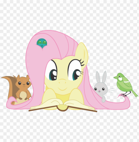 fluttershy pony cartoon pink mammal vertebrate nose - fluttershy reading a book PNG Image with Isolated Transparency