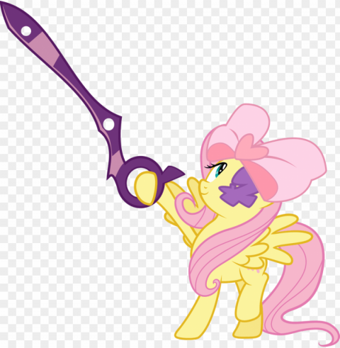 fluttershy w ribbon eye patch and scissors PNG Image with Isolated Transparency
