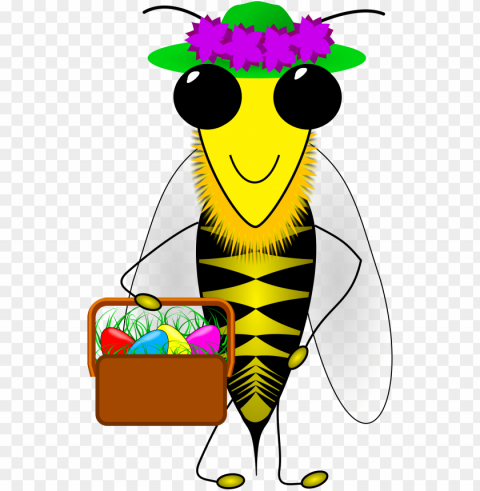 flying bee clipart - happy easter bumble bee with a basket PNG transparent photos vast collection