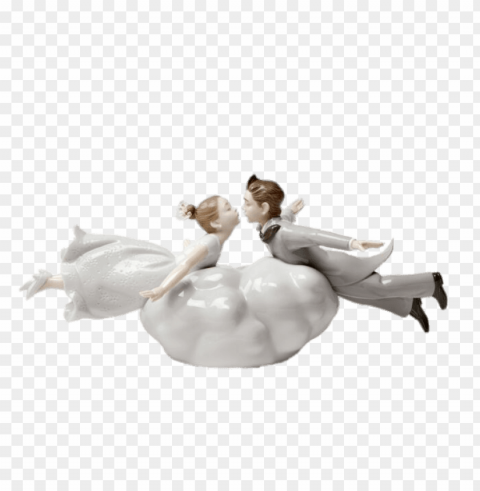 flying bride and groom wedding figurines PNG files with clear backdrop assortment