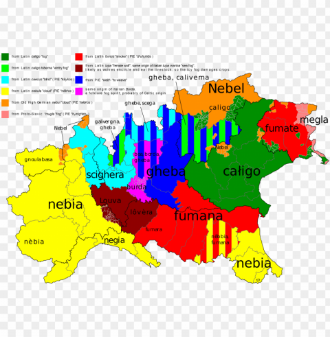 fog in various northern italy regional languages oc2400x1697 - northern italy fo Transparent PNG Isolated Graphic with Clarity