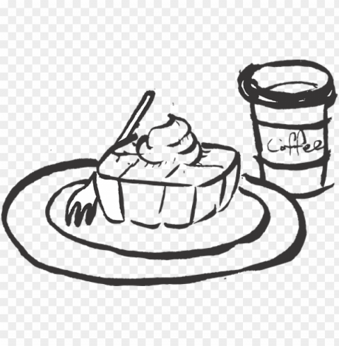 food dessert honey brad coffee bread sweet - line art Isolated Icon on Transparent Background PNG