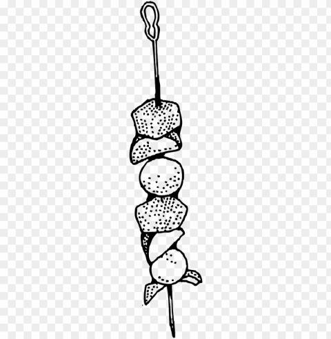 food meat kebab barbecue bbq image - chicken skewers clipart black and white Transparent PNG download
