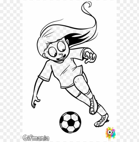 footballer girl - drawing of a girl playing soccer PNG format
