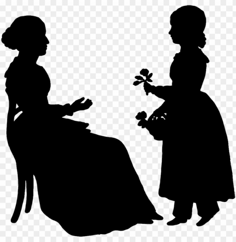 for developers couple silhouette clipart - mother daughter silhouette Isolated Artwork on Clear Background PNG