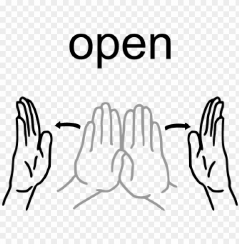for open begin by holding your flat hands together - open sign language PNG for personal use