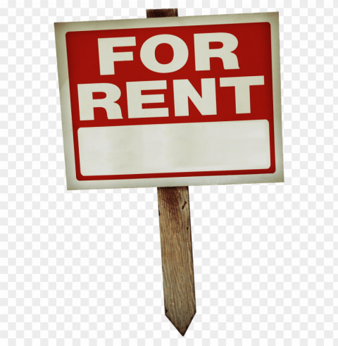 for rent sign on wooden pole Transparent background PNG stock
