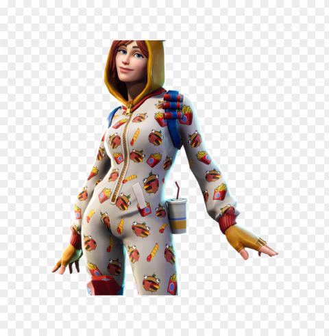 fortnite fans looking forward to slipping into a fast - durr burger onesie ski PNG for personal use