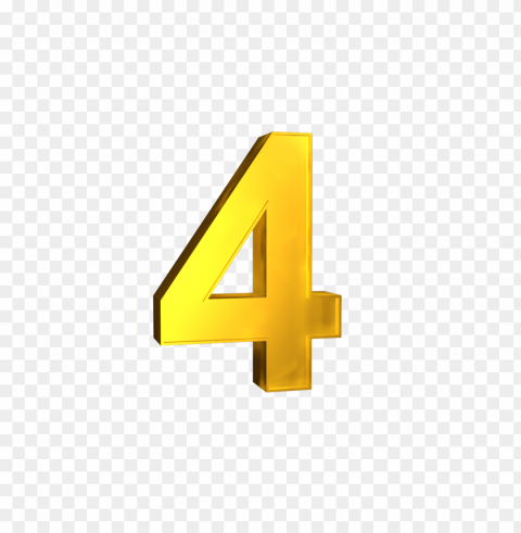 four 4 3D Numbers gold High-quality transparent PNG images comprehensive set