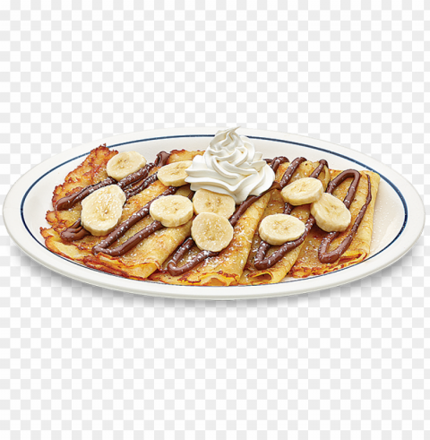 four delicate crepes fresh sliced banana and nutella - crepes iho Isolated Graphic on Clear Transparent PNG