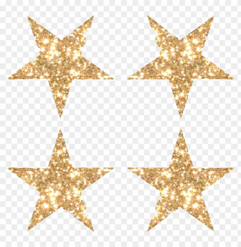 four golden glitter stars PNG images with alpha transparency selection