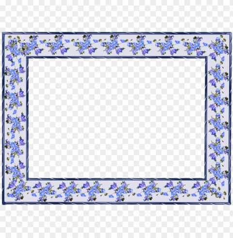 Frame Blue Flowers Decorative Design - Marco De Fotos Flores PNG Artwork With Transparency