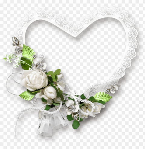 frame heart wedding romantic white green flowers stick - le mariage Clear Background PNG Isolated Illustration