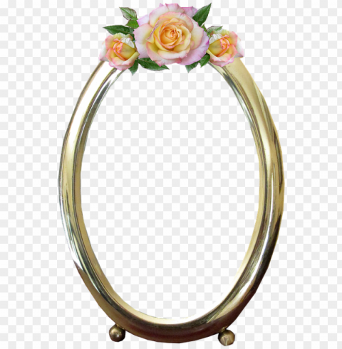 frame oval gold rose decoration - mirror PNG images with transparent overlay