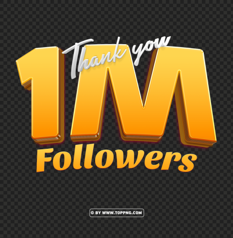 free 1 million followers gold thank you hd PNG files with transparent elements wide collection