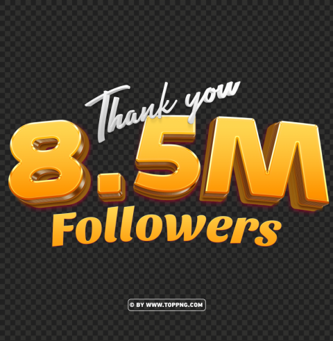 free 3d gold 85 million followers thank you download PNG for business use