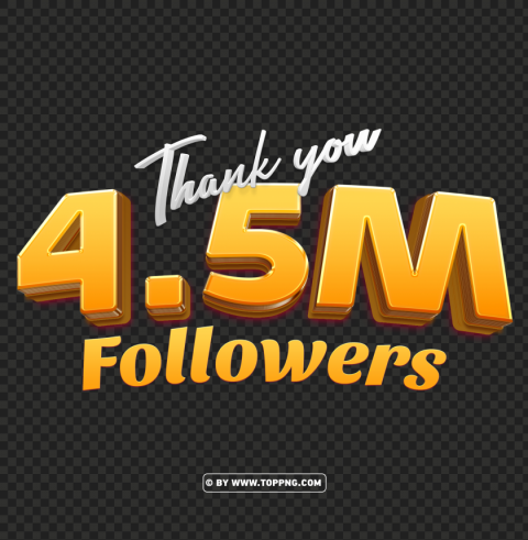 free 45 million followers gold thank you hd img PNG for design