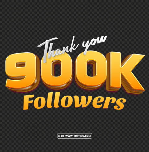  900k followers gold thank you file PNG for free purposes