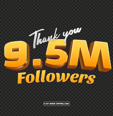 free 95 million followers 3d gold thank you hd file PNG for educational use