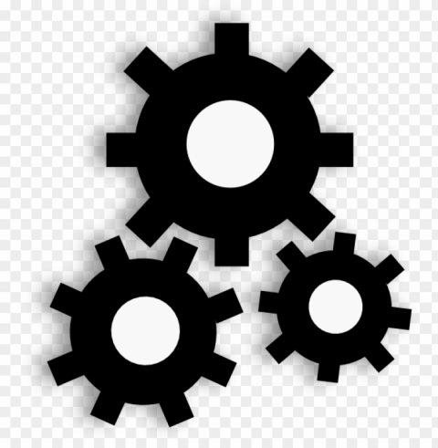 free black and white gears icon PNG Image with Isolated Graphic Element