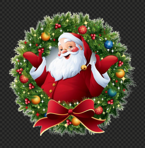 free christmas santa claus wreath PNG transparent artwork