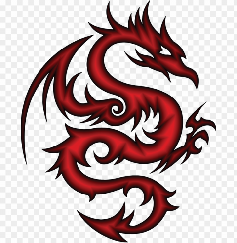 free clipart of a red dragon in tribal style - tribal dragon sv PNG photo with transparency