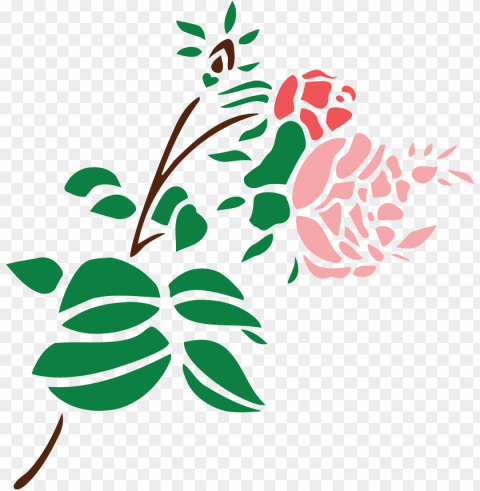  clipart of a stem of roses - black and white rose flower art PNG high resolution free