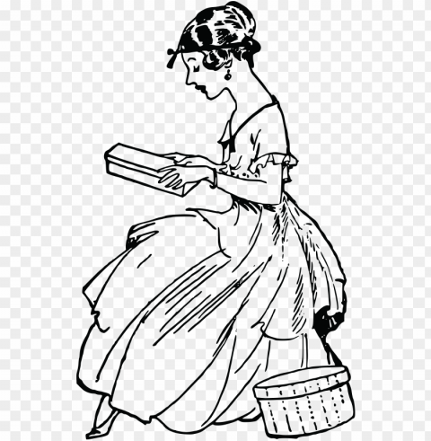 free clipart of a vintage woman reading - vintage woman reading clipart PNG for overlays