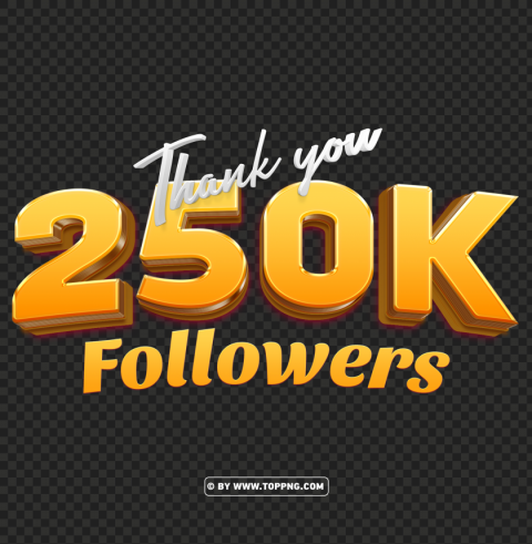 Free Download 250k Followers Gold Thank You PNG Design Elements