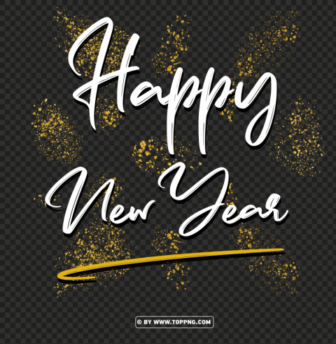  happy new year with glitter PNG with no background free download