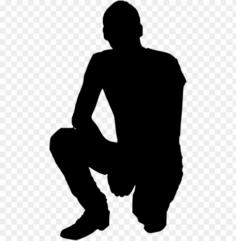free download - man kneeling silhouette PNG Object Isolated with Transparency
