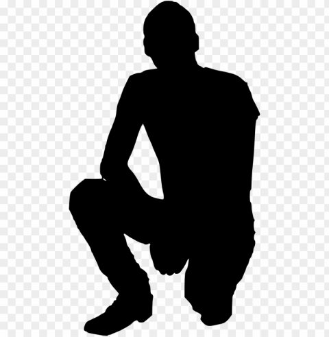 Free Download - Man Kneeling Silhouette PNG Object Isolated With Transparency