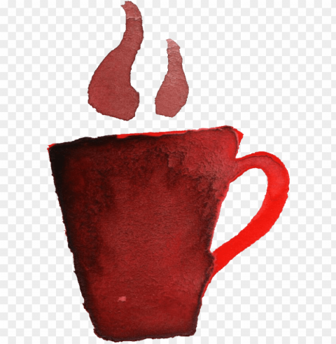 Free Download - Red Watercolor Coffee Clear Background PNG Isolated Design