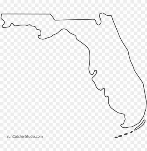 free florida outline thin border cricut design or - line art PNG no watermark