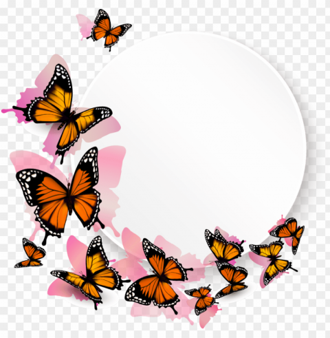 free flower border clip art black and white - butterfly monarch PNG clipart