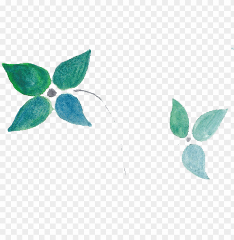  flowers over green watercolor brush strokes - watercolor painti Free transparent background PNG