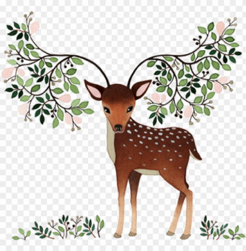 free girly clipart deer - deer illustratio Isolated Object on HighQuality Transparent PNG