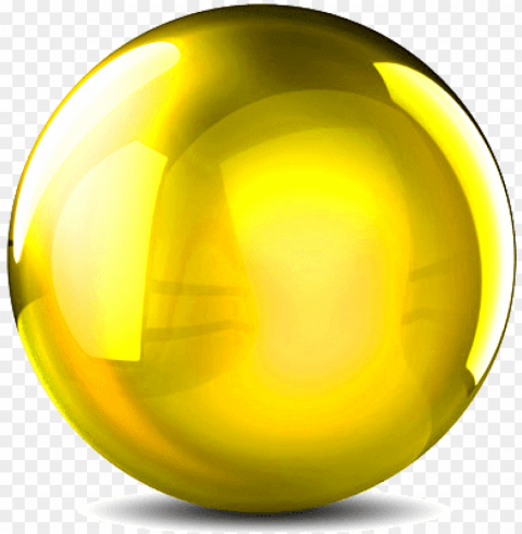 free glass ball - yellow crystal ball Clean Background Isolated PNG Object