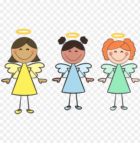 free group of angels clipart - 3 angels PNG transparent graphic
