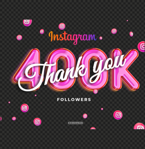 free instagram 400k followers thank you Isolated Illustration with Clear Background PNG - Image ID 64449997