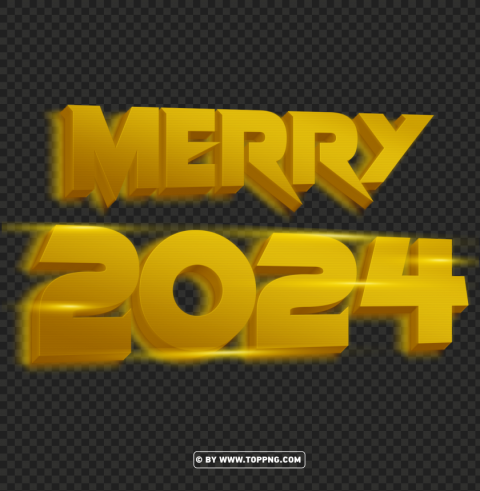 Free Merry 2024 Gold 3d Speed Style PNG Photo Without Watermark